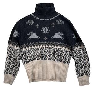 VTG Gorsuch Turtleneck Sweater Women's Size L Wool Norwegian Reindeer Winter